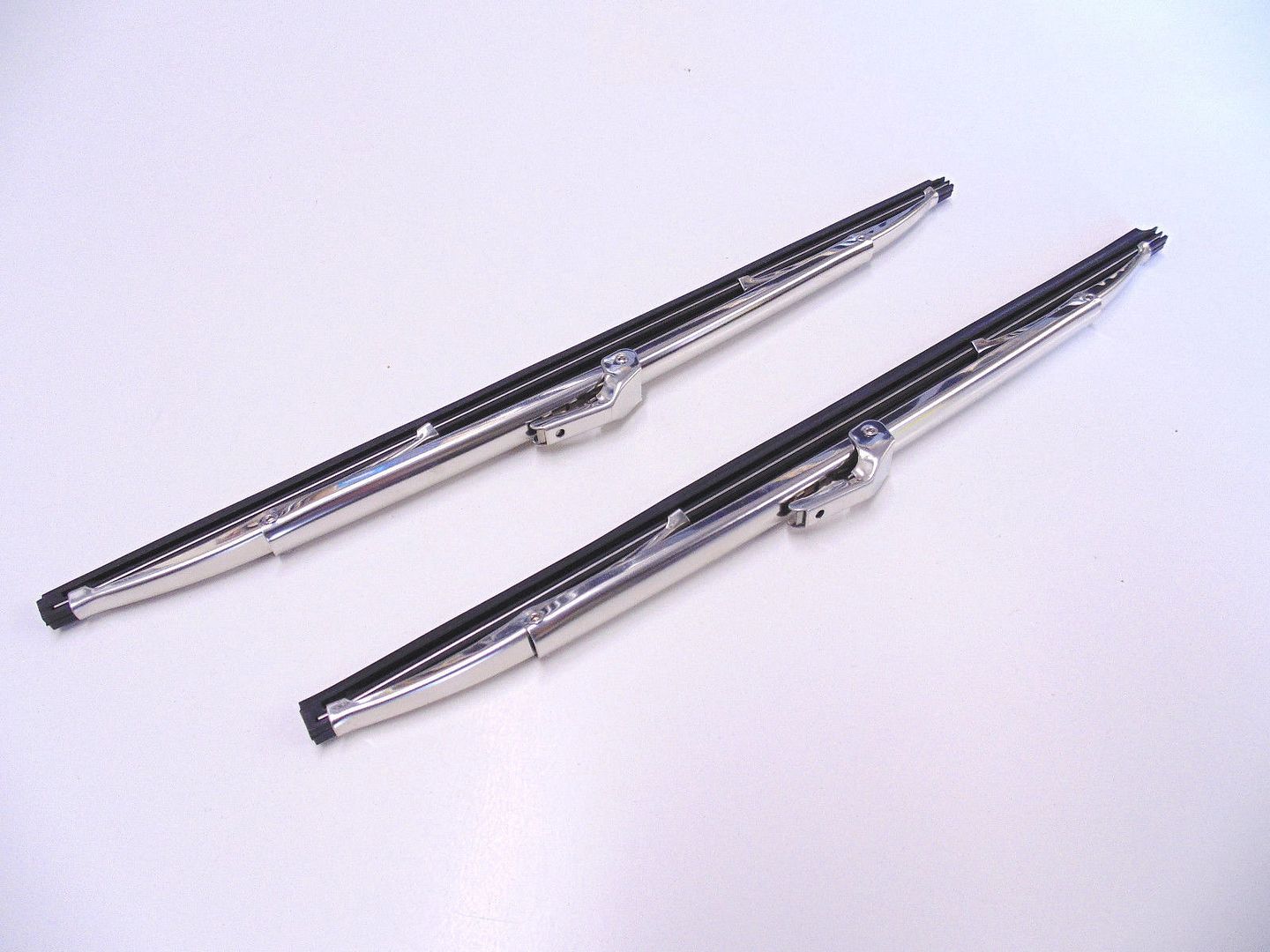 12" Polished Stainless Steel Front Windshield Wiper Blades Pair New
